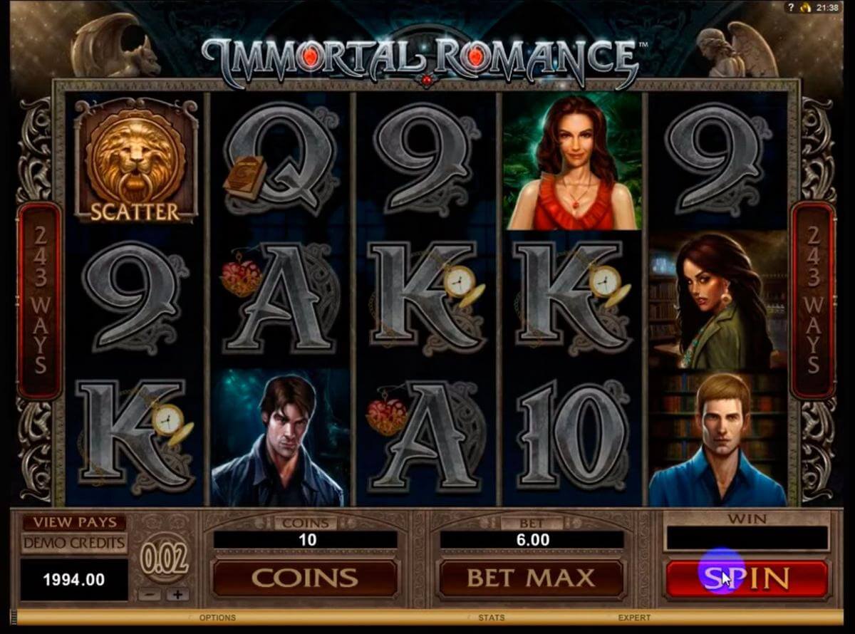 immortal romance slot symbols